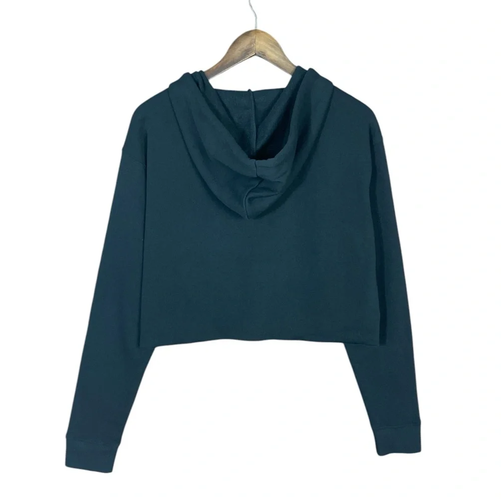 Wild Fable | Cropped Sweatshirt Hoodie Jacket Basic Black Oversized Raw Edge - Picture 4 of 6